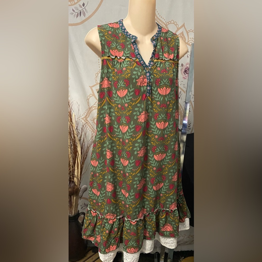 Matilda Jane Small Mumu Shift Dress Floral Green Multicolor Henley